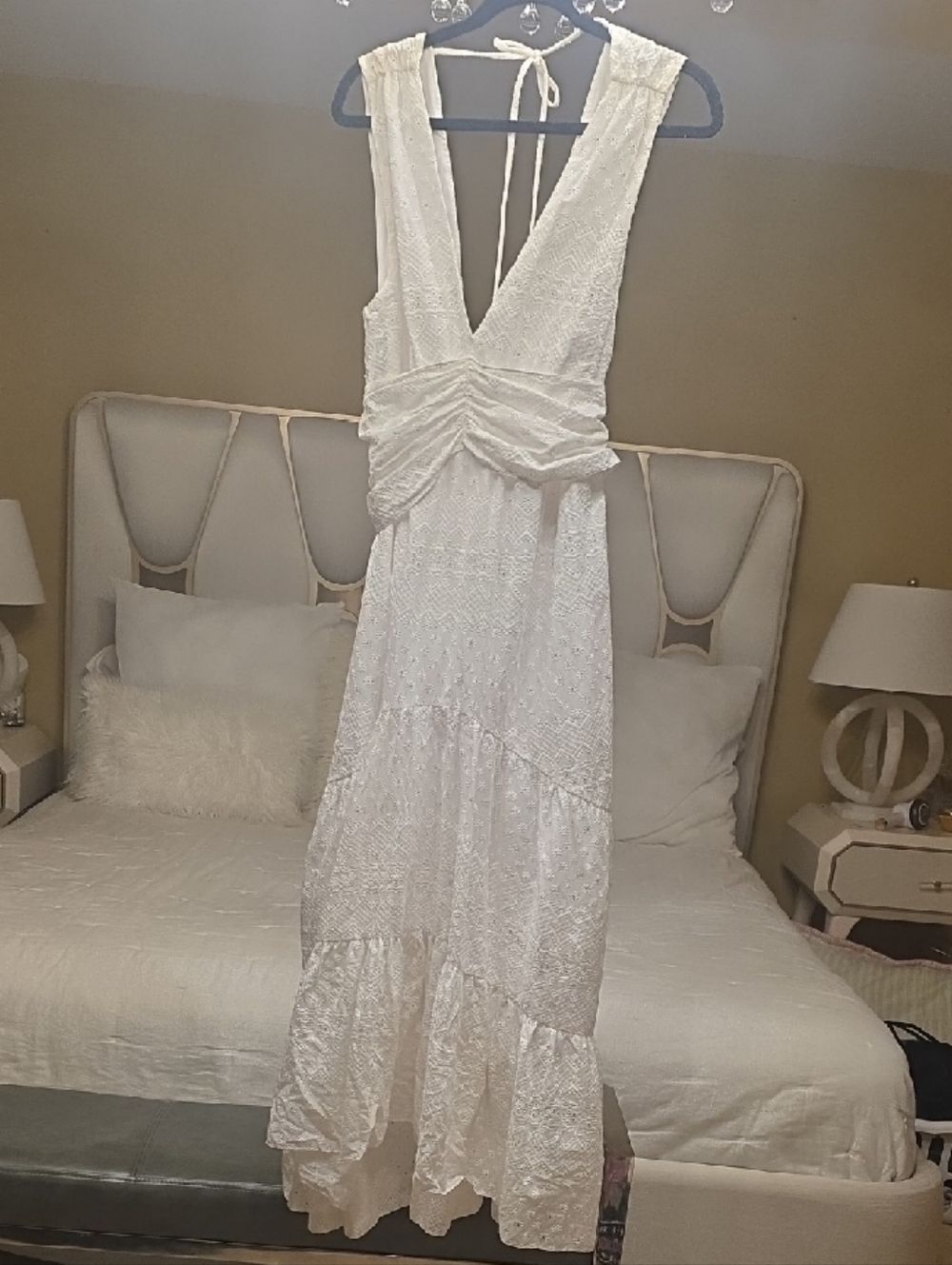 Misa Los Angeles Ksenia Cotton Eyelet Asymmetrical Maxi Dress Size XL - Picture 5 of 16